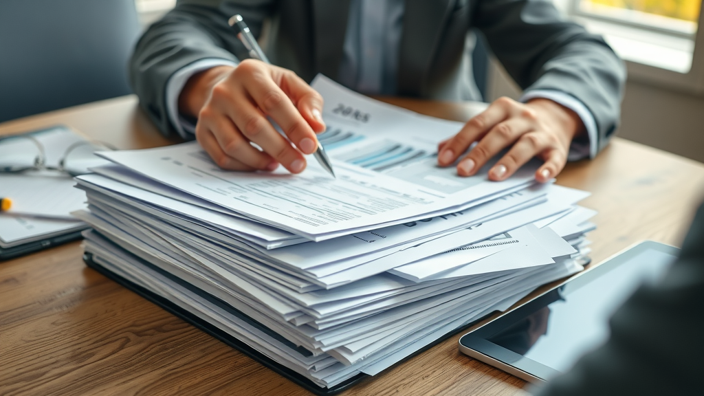 organized stack of car accident documentation, police reports, photos, and insurance documents, car accident liability