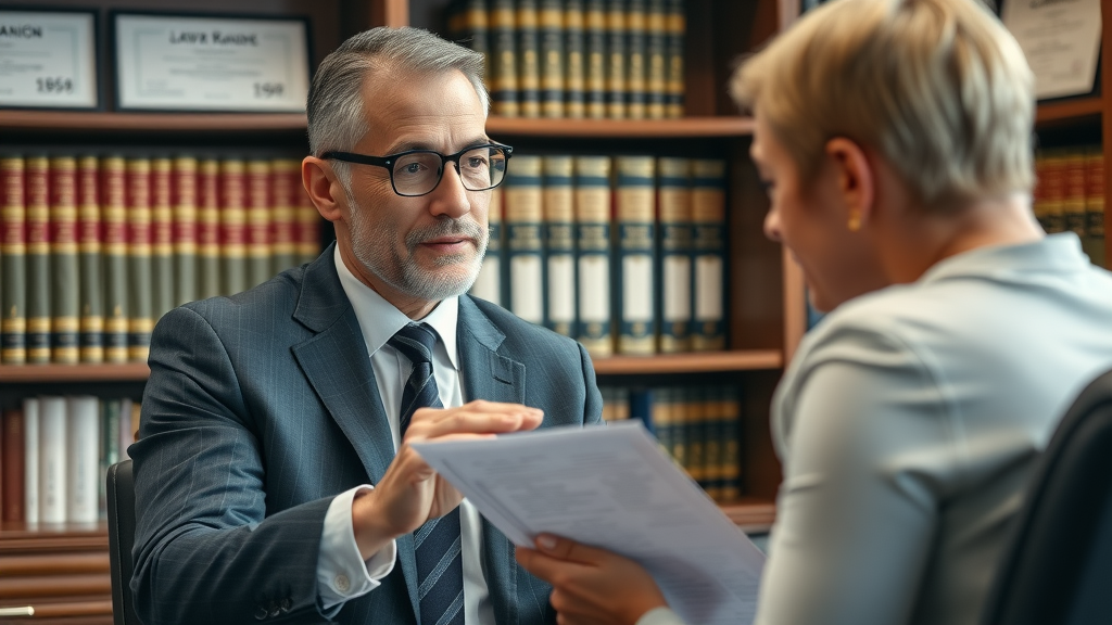 confident attorney advising client about car accident liability and injury claim