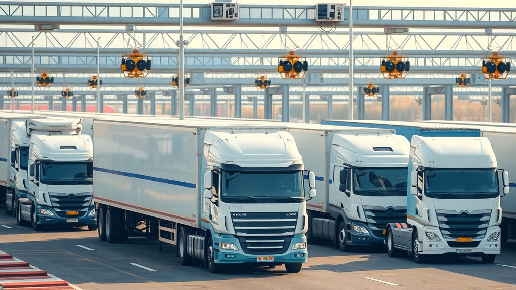 fleet of modern trucks featuring latest vehicle safety technology improvements for truck accident statistics