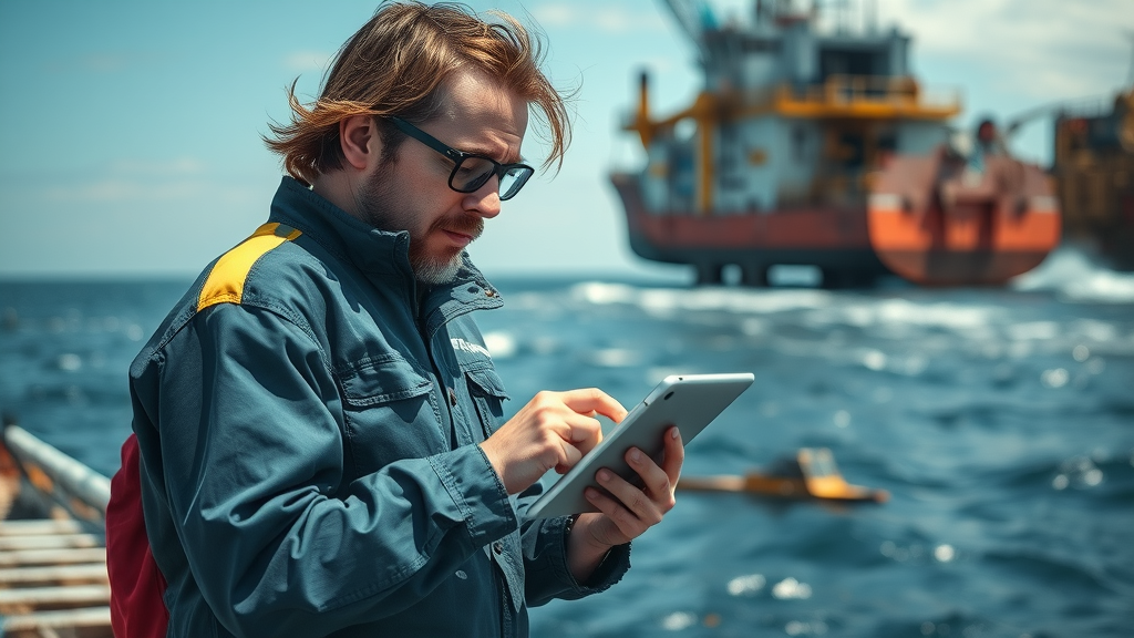 offshore injury investigator examining damaged installation, maritime environment, offshore injury lawyer resources in Louisiana